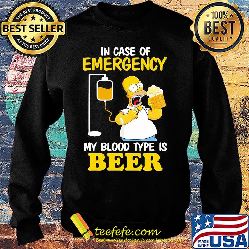 Homer simpson in case of emergency my blood type is beer s Sweater Homer simpson in case of emergency my blood type is beer s Sweater