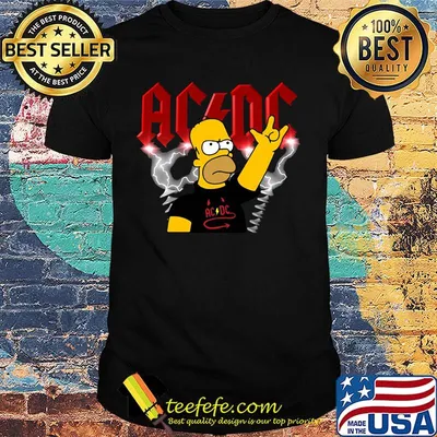 Homer simpson rocking acdc band shirt