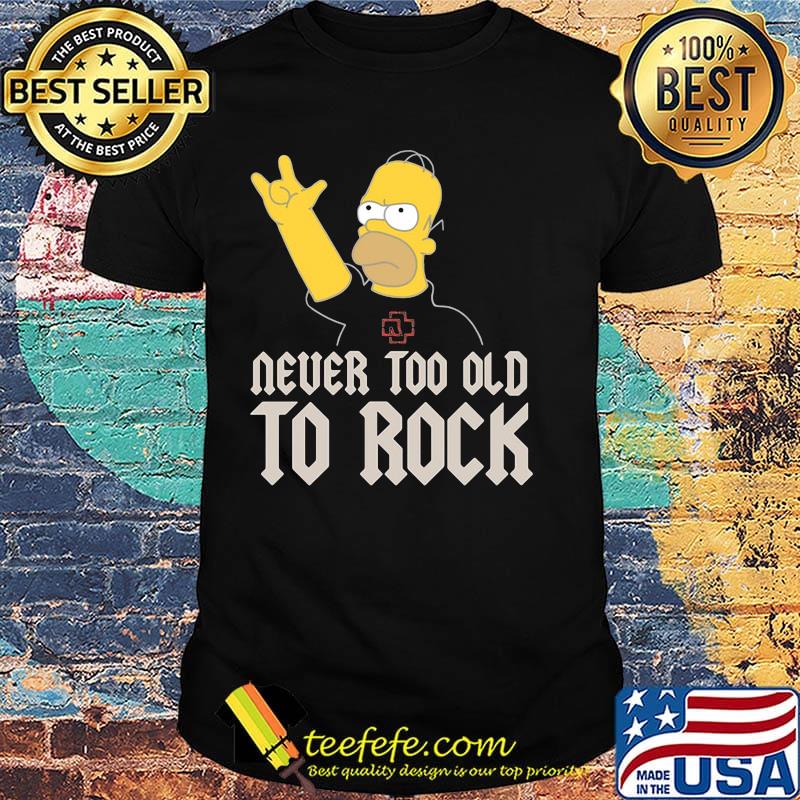 Homer simpson rocking rammstein band never too old to rock shirt Homer simpson rocking rammstein band never too old to rock shirt