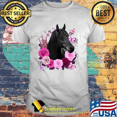 Horse Black Rose Butterfly Shirt