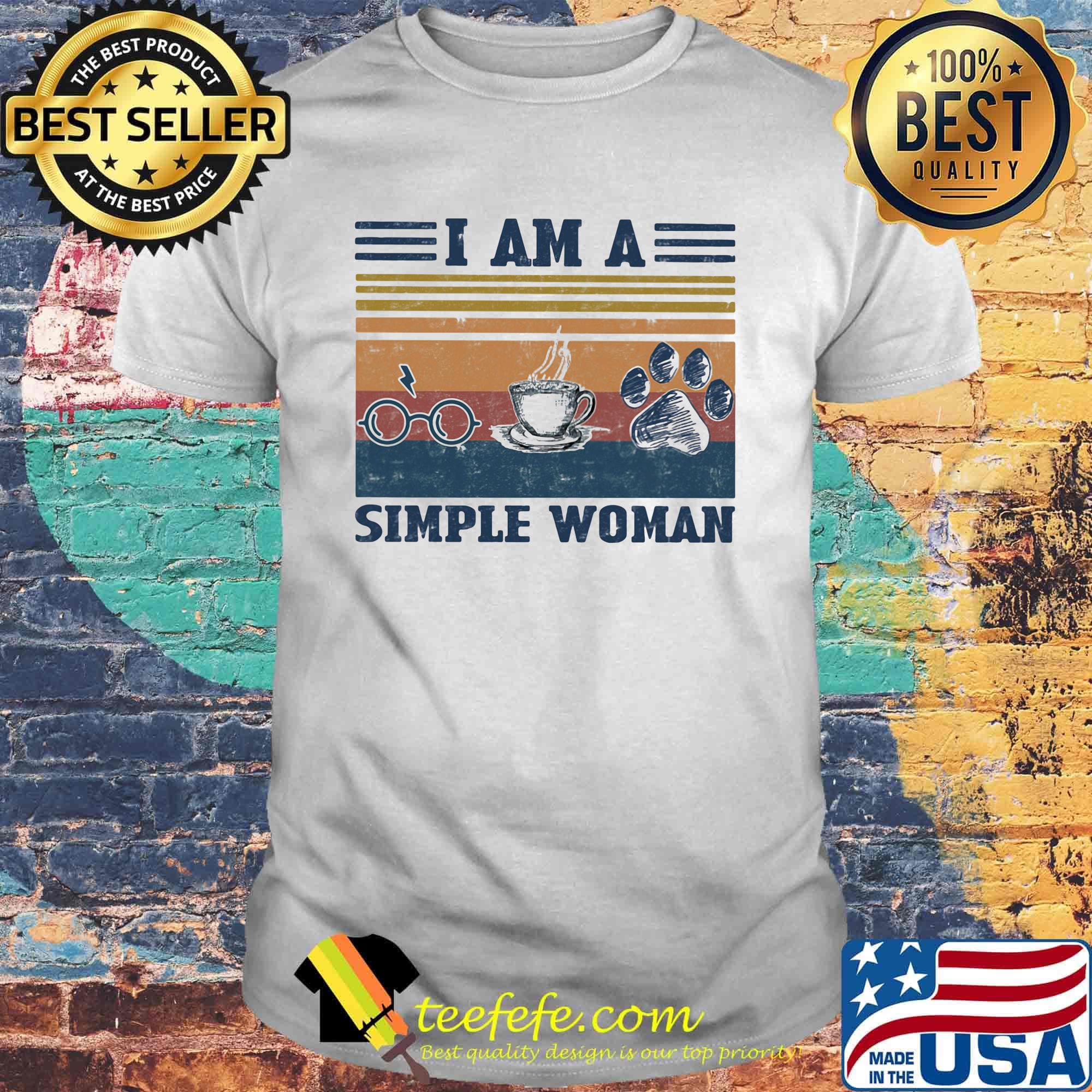 I am a simple woman harry potter coffee dog paw vintage retro shirt