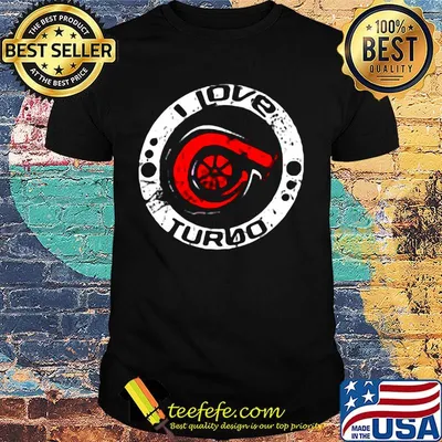 I Love Turbo Round Border Red Shirt