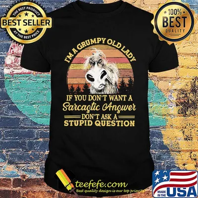 I'm A Grumpy Old Laday If You Don't Want A Sarcaftic Anfwer Don't Ask A Stupid Question Vintage Retro Shirt