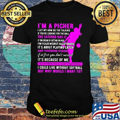 I'm a pitcher the catcher has it and throwing strikes it's because of me i could live without softball shirt