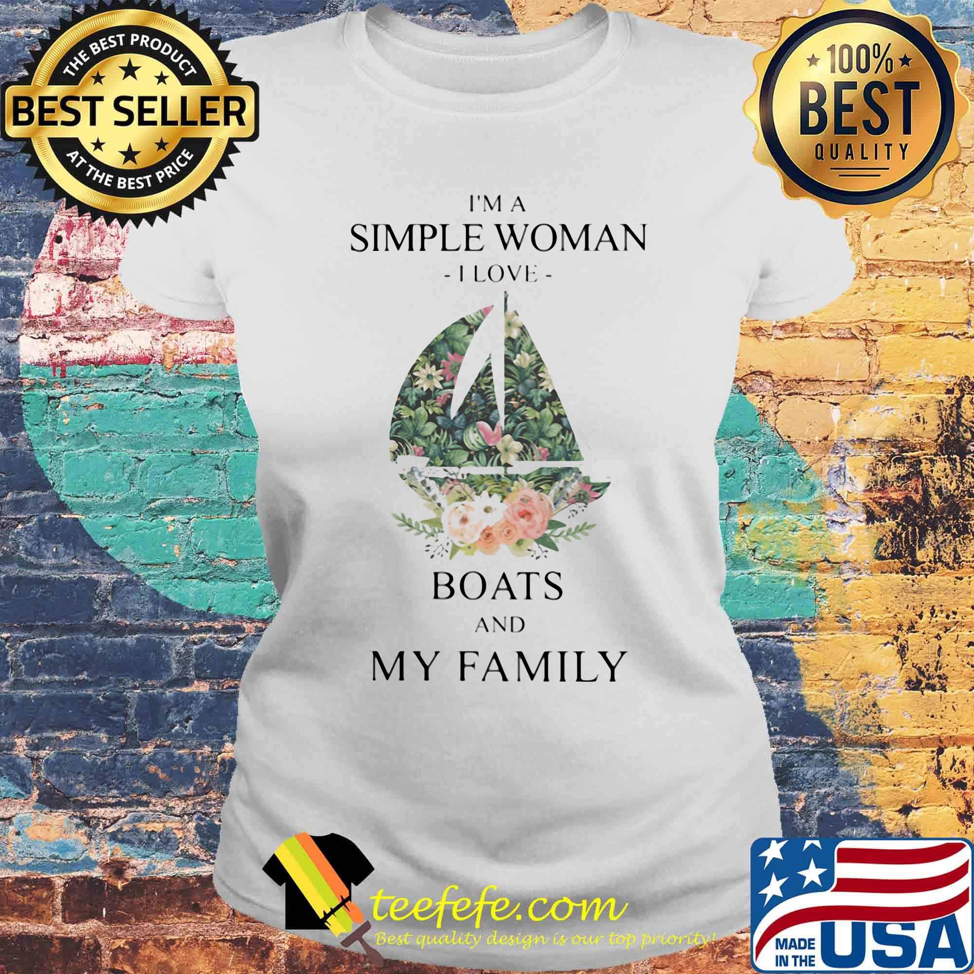 I'm a simple woman i love boats and wine flowers s Laides tee I'm a simple woman i love boats and wine flowers s Laides tee