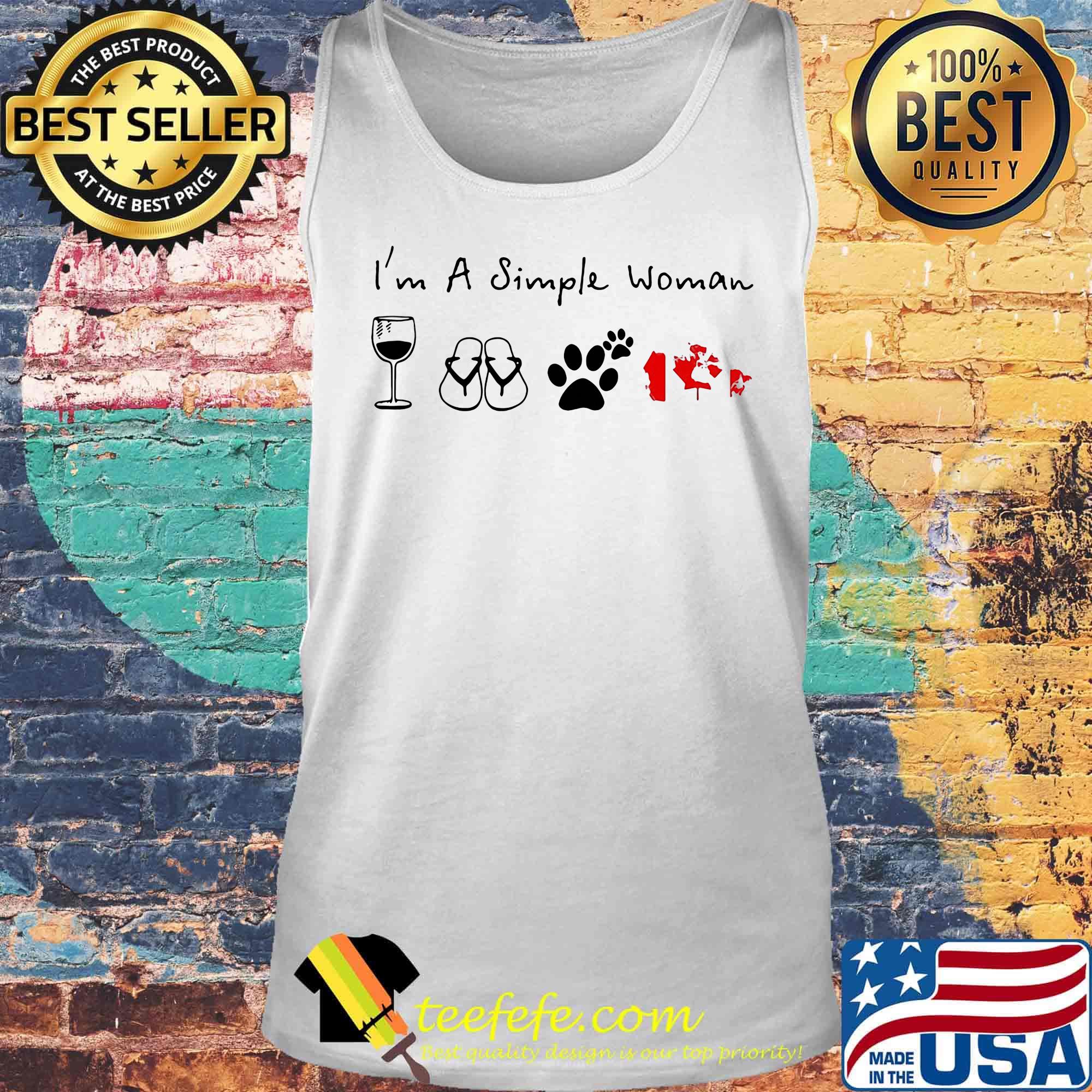 I'm a simple woman wine flip-flop cat paw canada flag s Tank top I'm a simple woman wine flip-flop cat paw canada flag s Tank top
