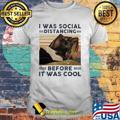 I was social distancing before it was cool cat book wine vintage retro shirt