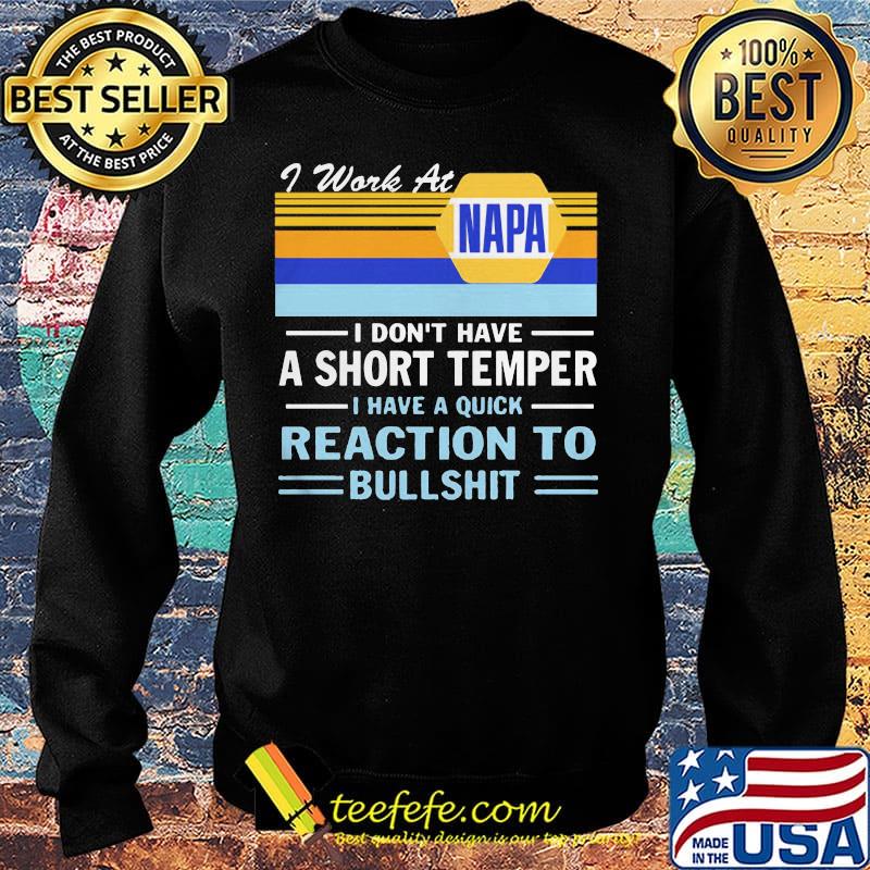 I work at napa i don't have a short temper i have a quick reaction to bullshit vintage retro s Sweater I work at napa i don't have a short temper i have a quick reaction to bullshit vintage retro s Sweater