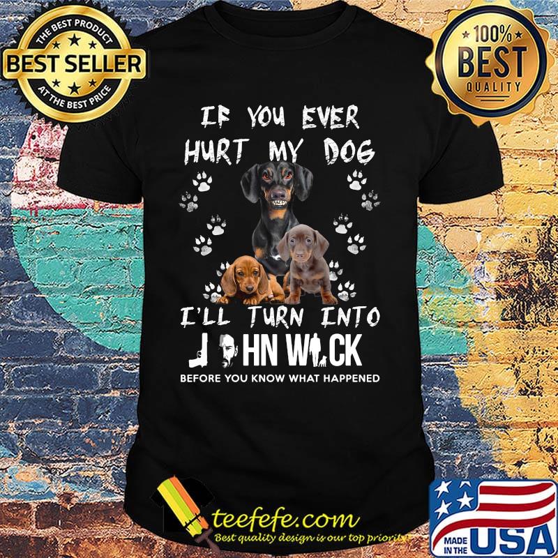 If you ever hurt my dog I'll turn into John Wick footprint shirt