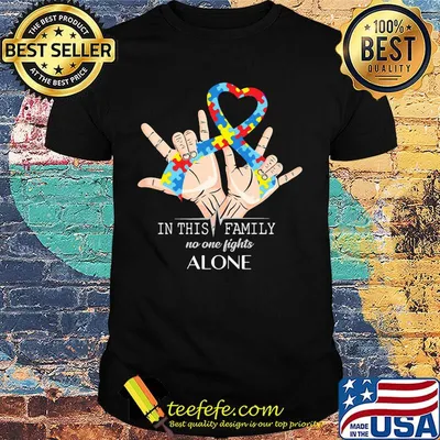 In This Family No One Fights Alone Hand Heart Color Shirt