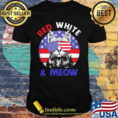 Independence day cat glasses red white and meow shirt