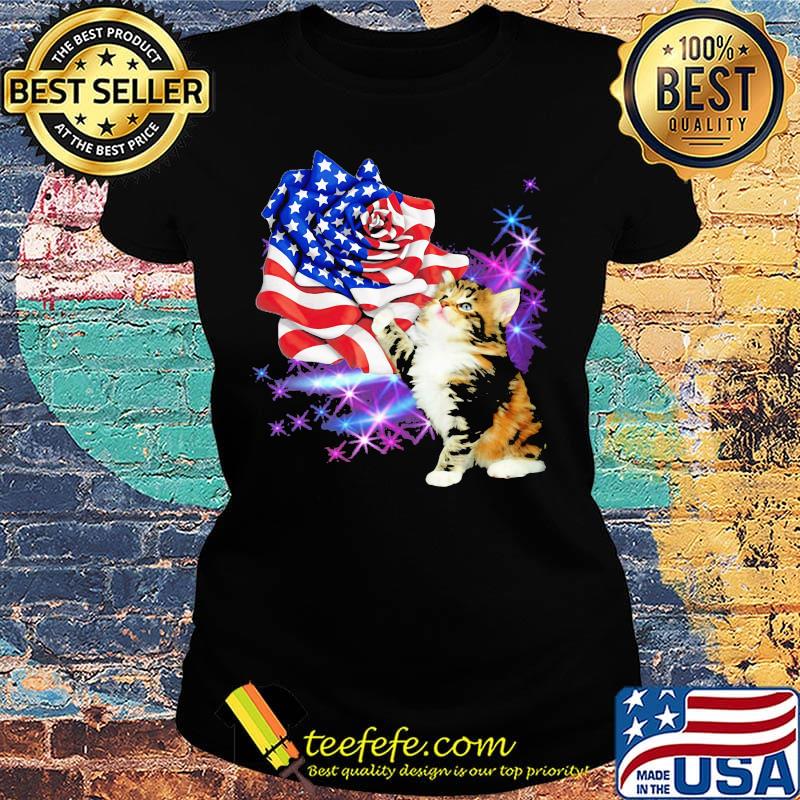 Independence day rose cat s Ladies tee Independence day rose cat s Ladies tee