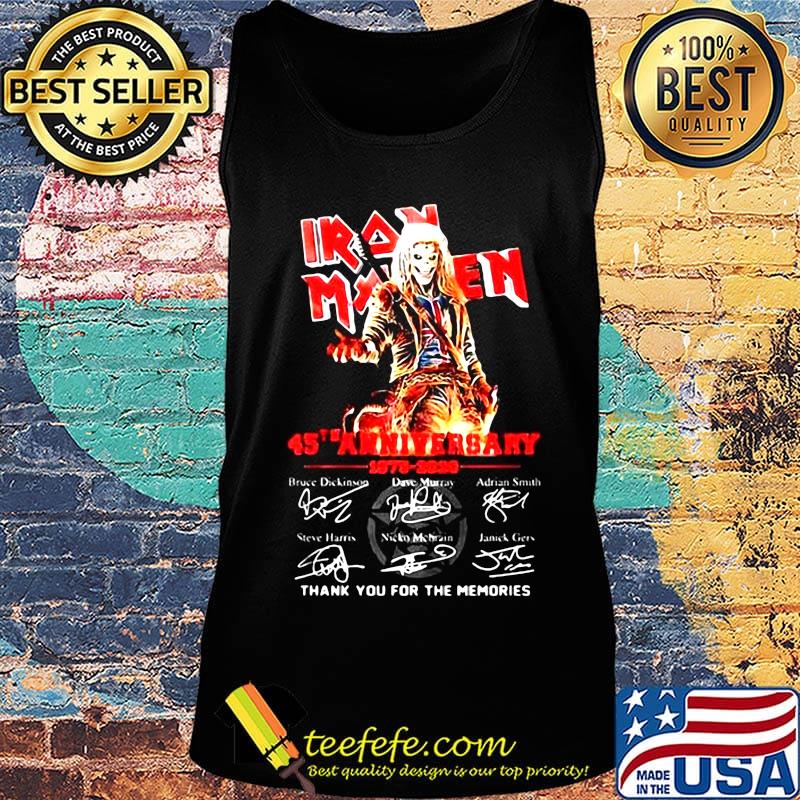 Iron maiden 45th anniversary 1975 2020 thank you for the memories signatures band s Tank top Iron maiden 45th anniversary 1975 2020 thank you for the memories signatures band s Tank top