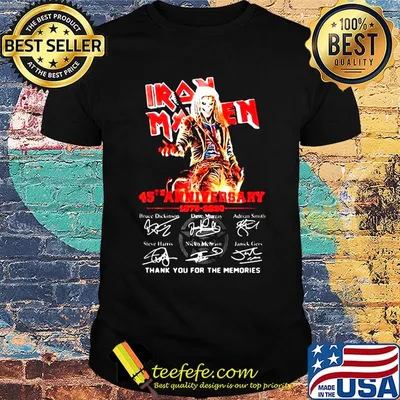 Iron maiden 45th anniversary 1975 2020 thank you for the memories signatures band shirt