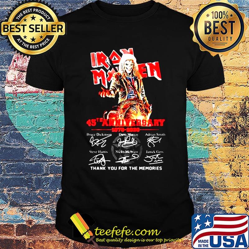Iron maiden 45th anniversary 1975 2020 thank you for the memories signatures band shirt Iron maiden 45th anniversary 1975 2020 thank you for the memories signatures band shirt
