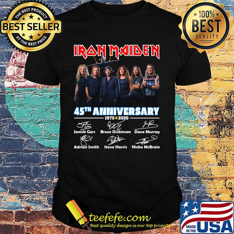 Iron maiden band 45th anniversary 1975 2020 signatures shirt