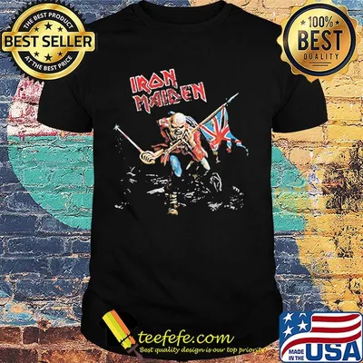 Iron maiden eddie the trooper british flag skeleton black shirt