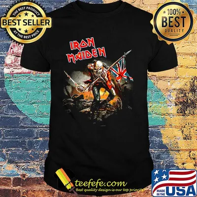 Iron maiden eddie the trooper british flag skeleton black shirt