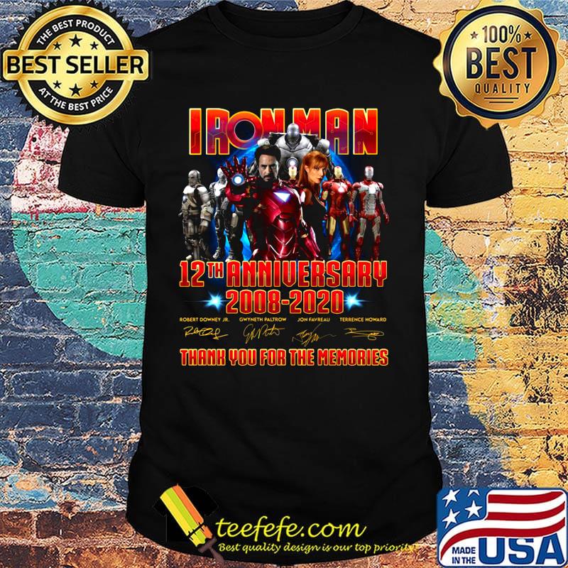 Iron man 12th anniversary 2008 2020 thank you for the memories signatures shirt Iron man 12th anniversary 2008 2020 thank you for the memories signatures shirt