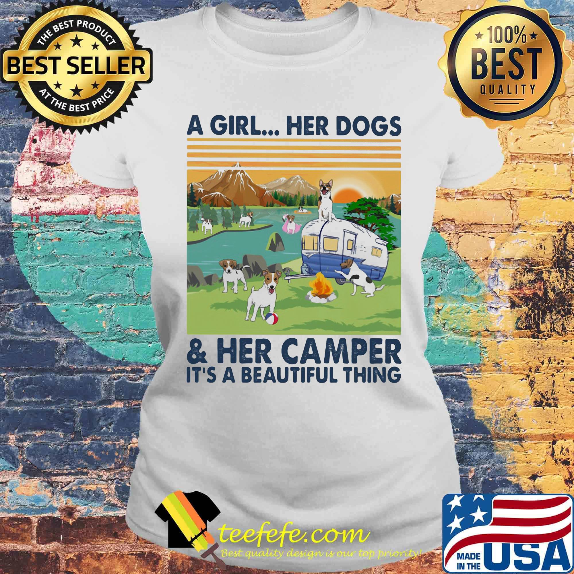 Jack Russell a woman her dog paw and her camper it's a beautiful thing vintage retro s Laides tee Jack Russell a woman her dog paw and her camper it's a beautiful thing vintage retro s Laides tee