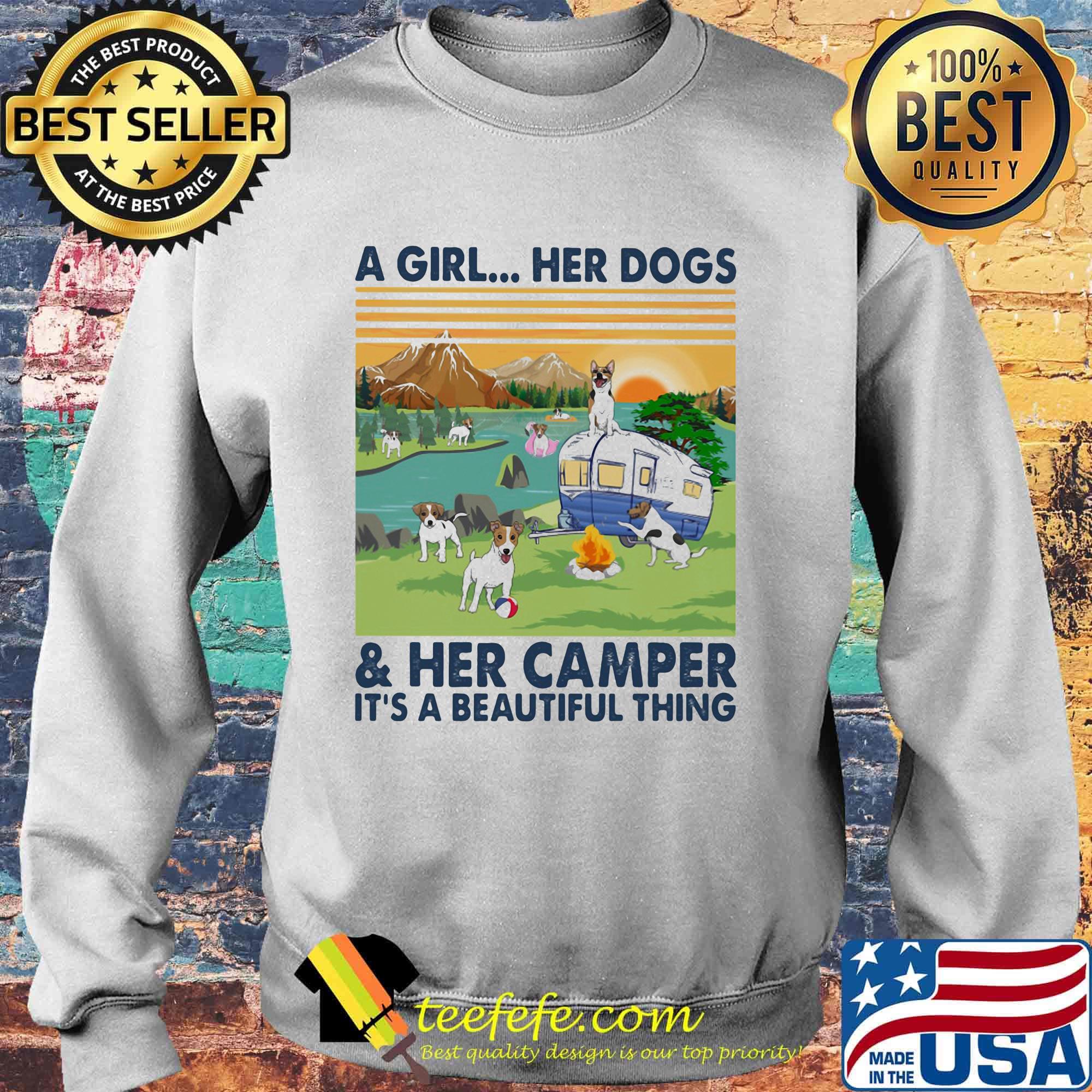 Jack Russell a woman her dog paw and her camper it's a beautiful thing vintage retro s Sweater Jack Russell a woman her dog paw and her camper it's a beautiful thing vintage retro s Sweater