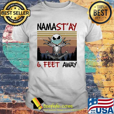 Jack skellington mask namastay 6 feet away vintage retro shirt
