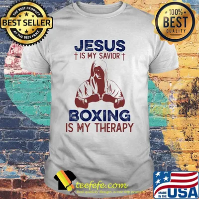 Jesus Is My Savior Boxing Is My Therapy Blue Red Shirt