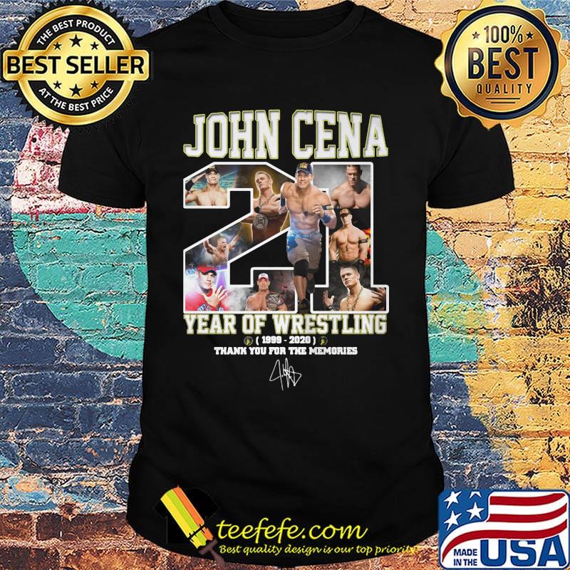 John cena 21 year of wrestling 1989 2020 thank you for the memories signature shirt