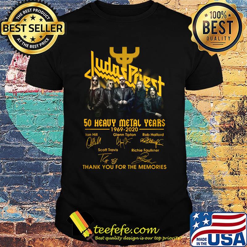 Judas priest 50 heavy metal years 1969 2020 thank you for the memories signatures shirt