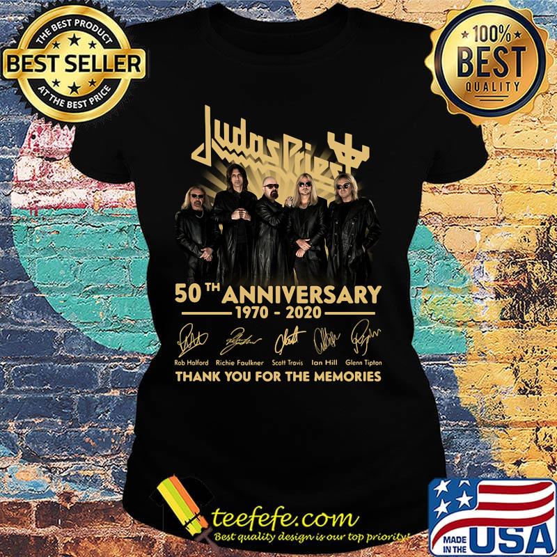 Judas priest 50th anniversary 1970 2020 thank you for the memories signatures s Ladies tee Judas priest 50th anniversary 1970 2020 thank you for the memories signatures s Ladies tee