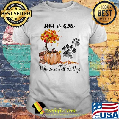 Just a girl who loves fall and dogs footprint tree pumpkin shirt