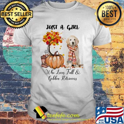 Just a girl who loves fall and golden retrivers tree pumpkin shirt