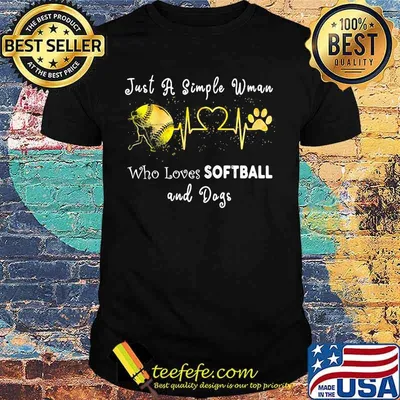Just a simple woman who loves softball and paws dogs shirt