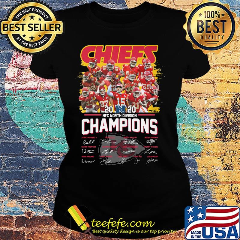 Kansas city chiefs 2020 nfc north divison champions players signatures s Ladies tee Kansas city chiefs 2020 nfc north divison champions players signatures s Ladies tee