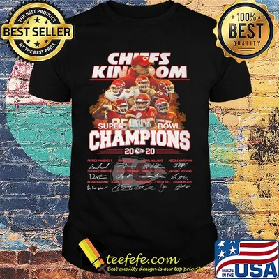 Kansas city chiefs football team super liv bowl champios 2020 players signatures shirt