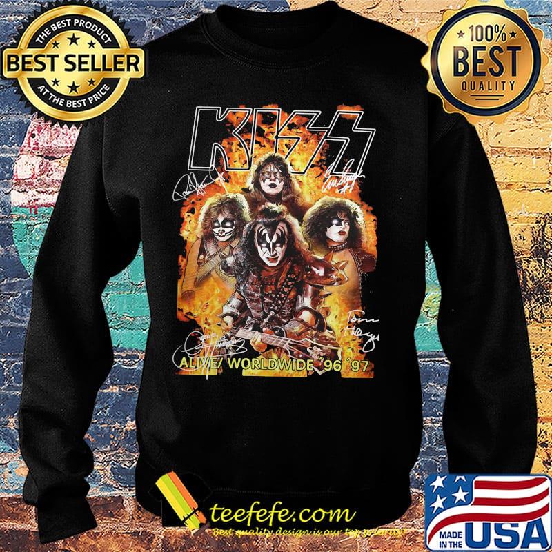 Kiss band alive worldwide 96 97 signatures s Sweater Kiss band alive worldwide 96 97 signatures s Sweater
