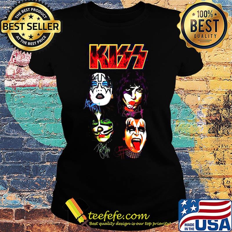Kiss members band signatures s Ladies tee Kiss members band signatures s Ladies tee