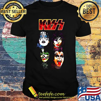 Kiss members band signatures shirt