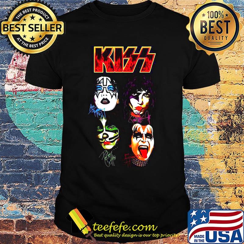 Kiss members band signatures shirt