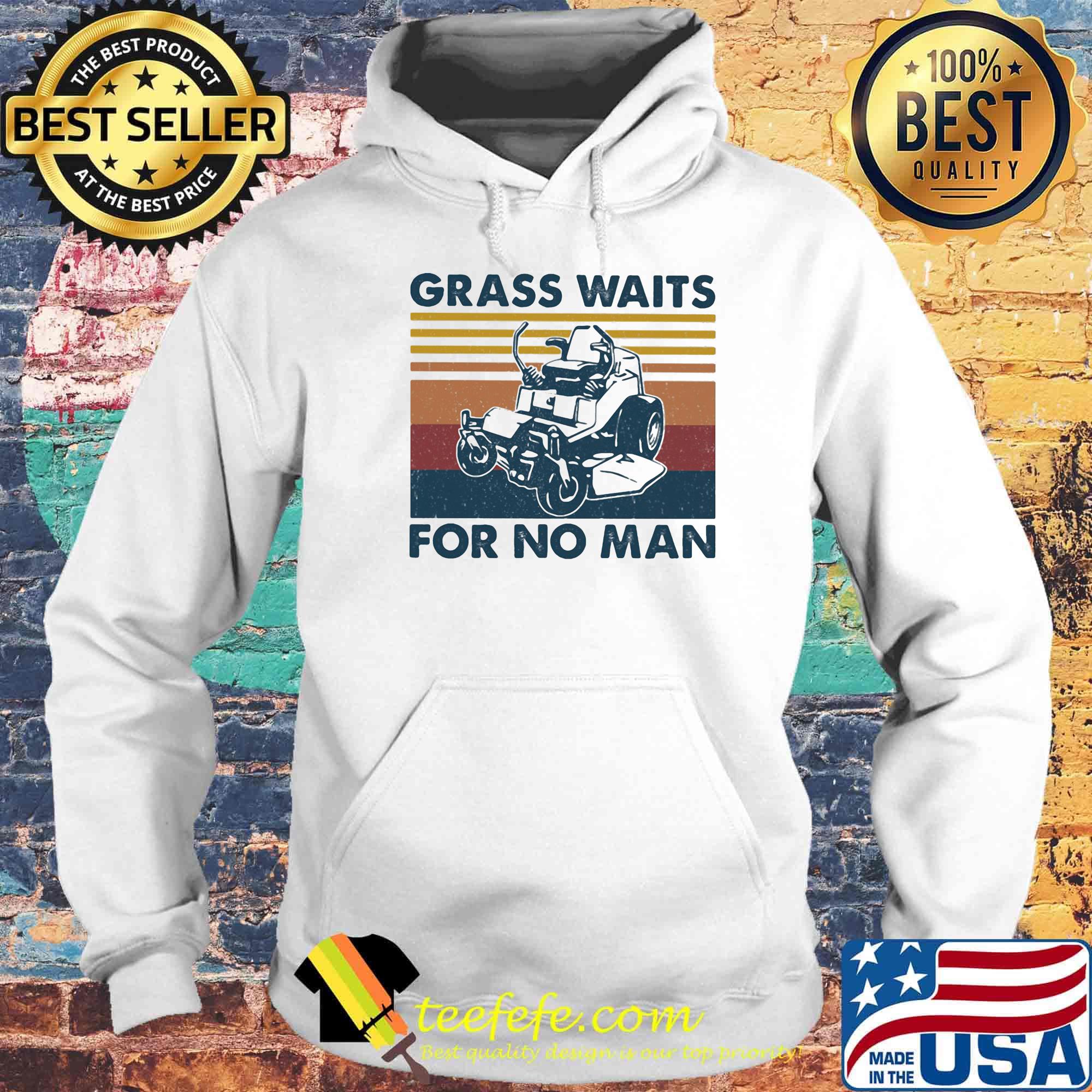 Lawn mower grass waits for no man vintage retro s Hoodie Lawn mower grass waits for no man vintage retro s Hoodie