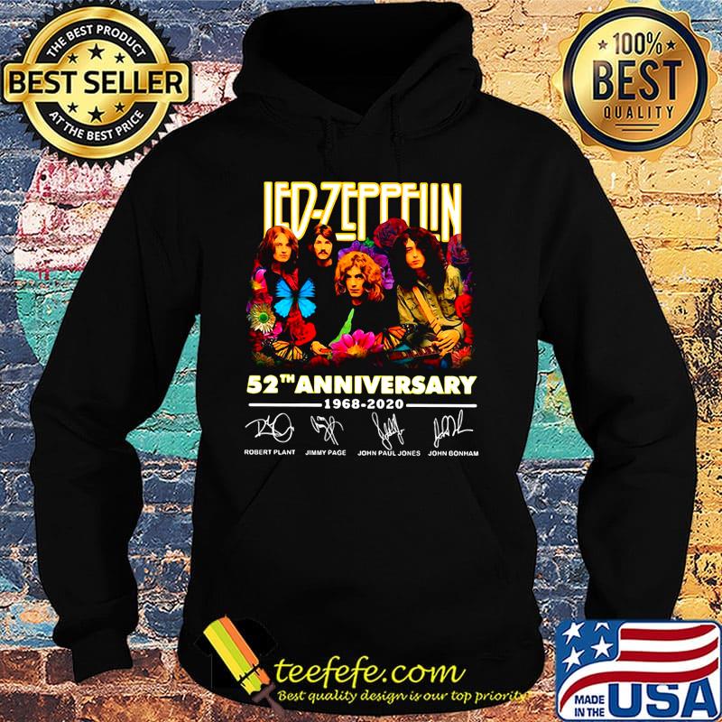 Led zeppelin 52nd anniversary 1968 2020 thank you for the memories signatures flower s Hoodie Led zeppelin 52nd anniversary 1968 2020 thank you for the memories signatures flower s Hoodie