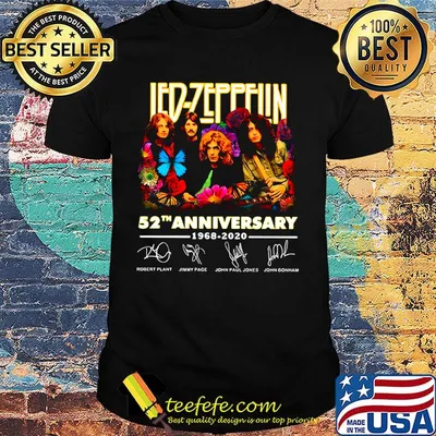 Led zeppelin 52nd anniversary 1968 2020 thank you for the memories signatures flower shirt