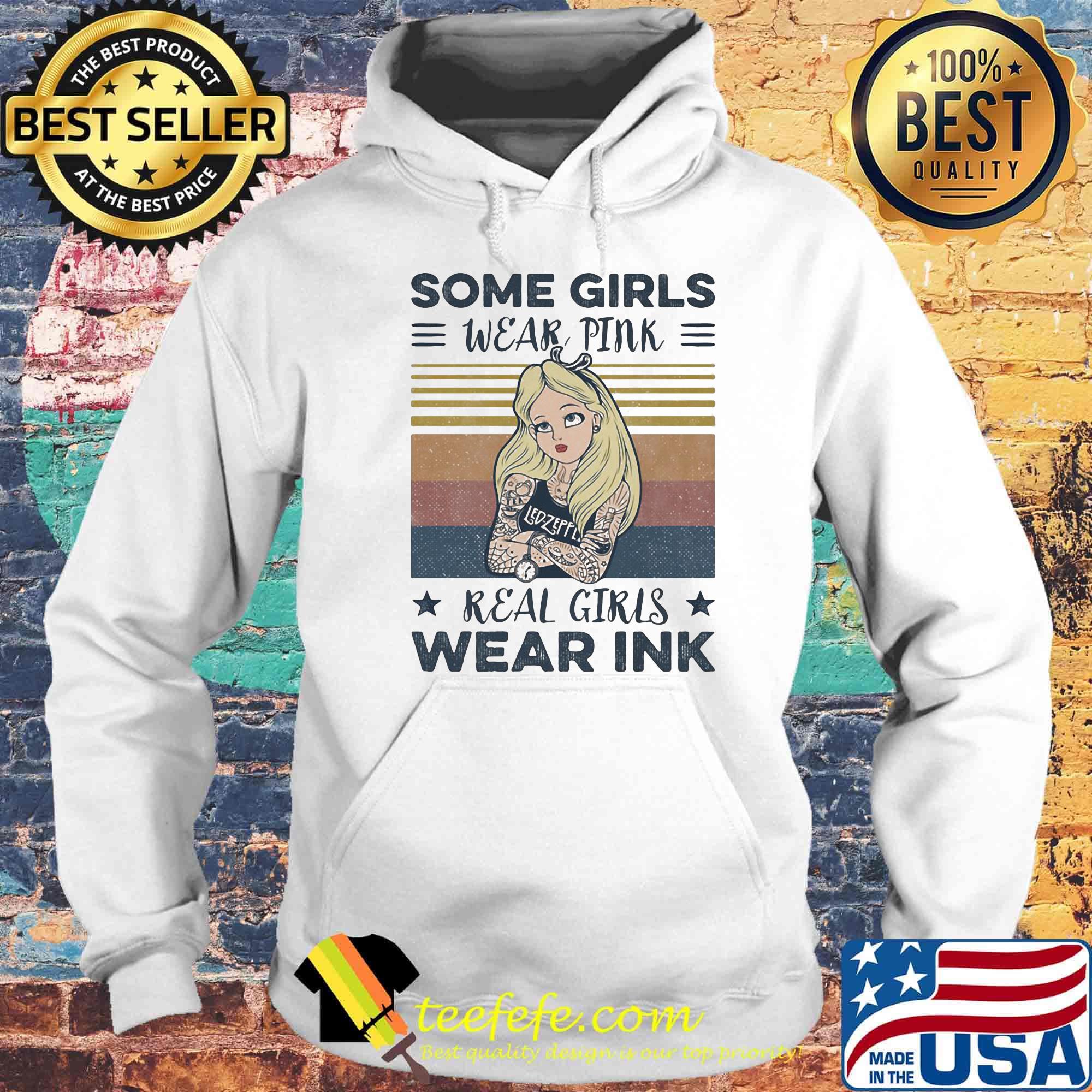 Led-zeppelin tattoos some girls wear pink real girls wear pink stars vintage retro s Hoodie Led-zeppelin tattoos some girls wear pink real girls wear pink stars vintage retro s Hoodie