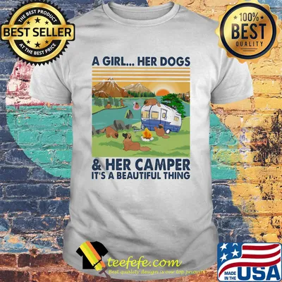 Leonberger a woman her dog paw and her camper it's a beautiful thing vintage retro shirt