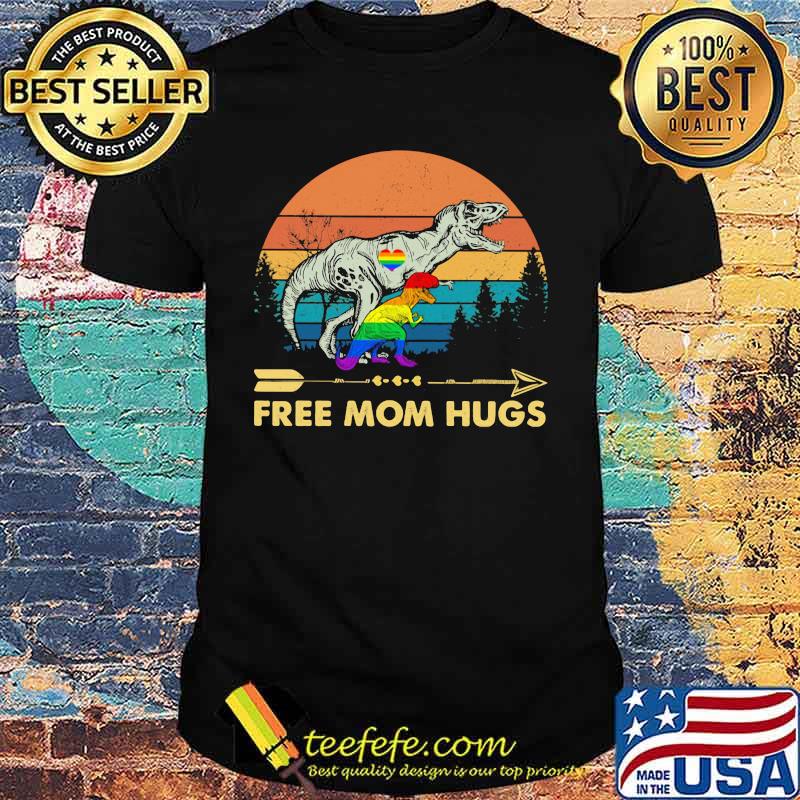 Lgbt dinosaurs free mom hugs vintage retro shirt