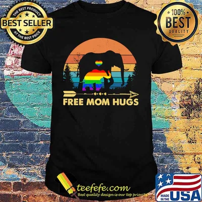 Lgbt elephants free mom hugs vintage retro shirt