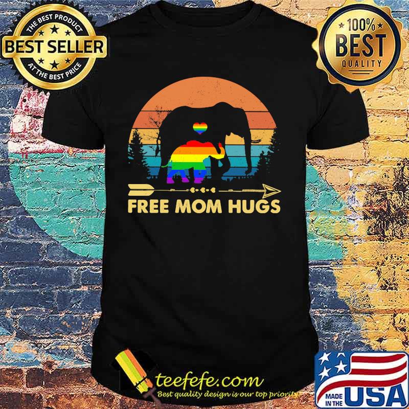 Lgbt elephants free mom hugs vintage retro shirt