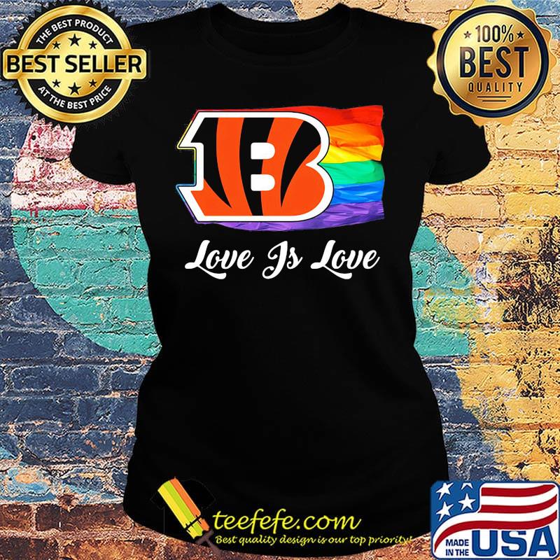Lgbt flag cincinnati bengals love is love football logo s Ladies tee Lgbt flag cincinnati bengals love is love football logo s Ladies tee