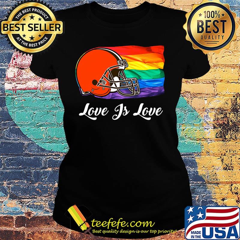 Lgbt flag cleveland browns love is love football logo s Ladies tee Lgbt flag cleveland browns love is love football logo s Ladies tee