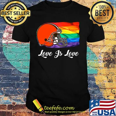 Lgbt flag cleveland browns love is love football logo shirt